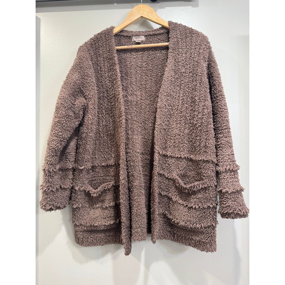 Barefoot‎ Dreams Boardwalk Cozy Chic Fringe Cardigan Brown  Size Large